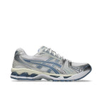Asics Gel-Kayano 14 White Light Navy trainer – lateral side profile on white background