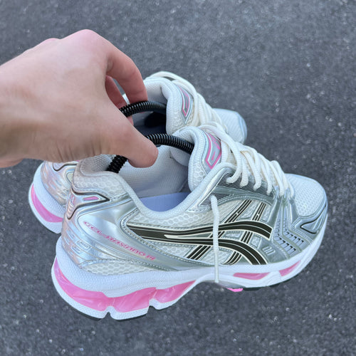 Asics Gel-Kayano 14 Sweet Pink trainer – pair in hand
