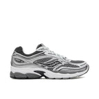 Saucony ProGrid Omni 9 Grey Silver trainer – lateral side profile on white background